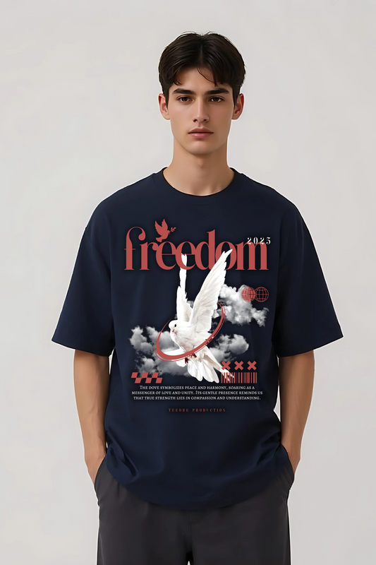 FREEDOM OVERSIZED TEE NAVY-BLUE