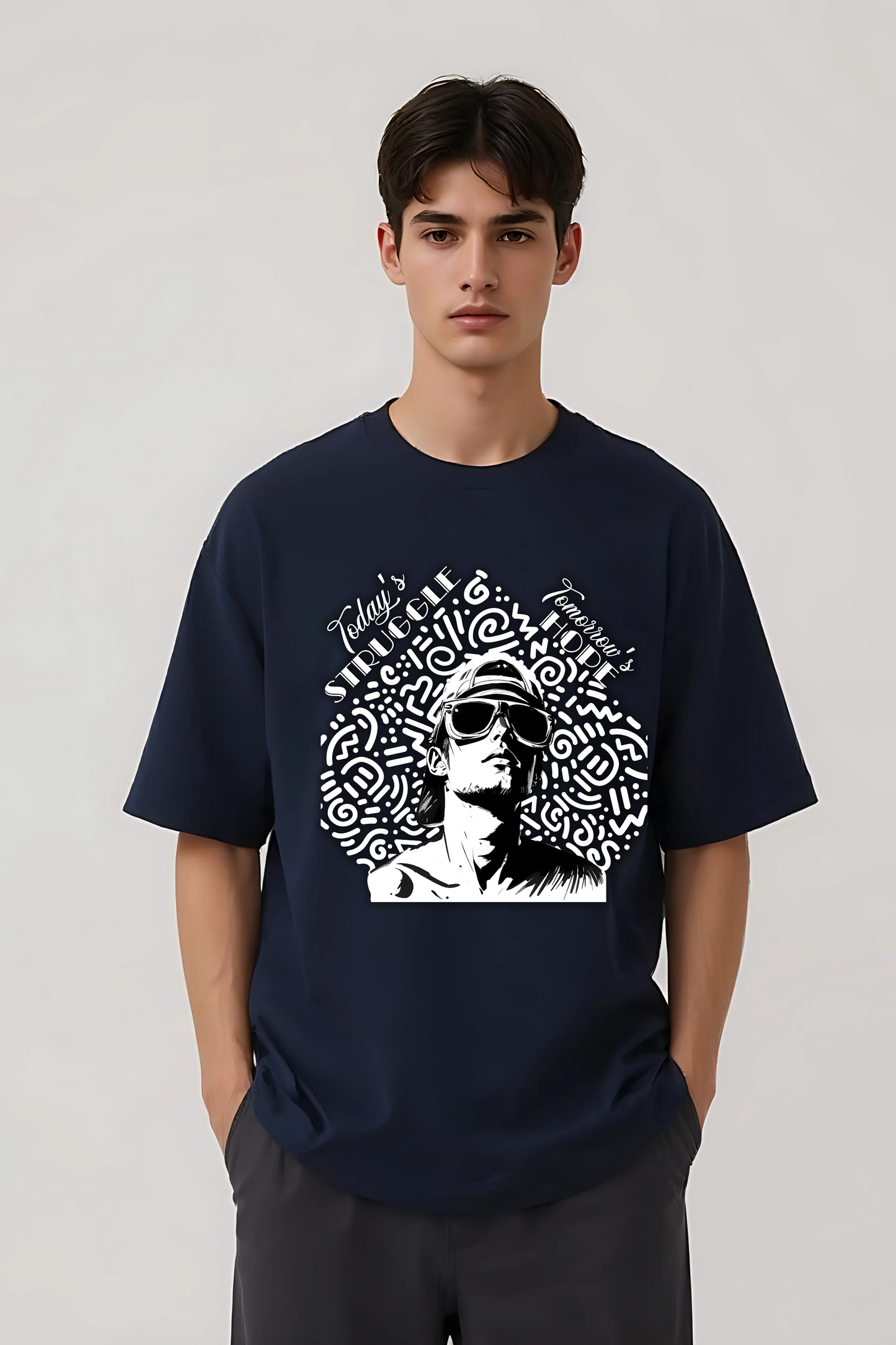 STRUGGLE OVERSIZED TEE NAVY-BLUE