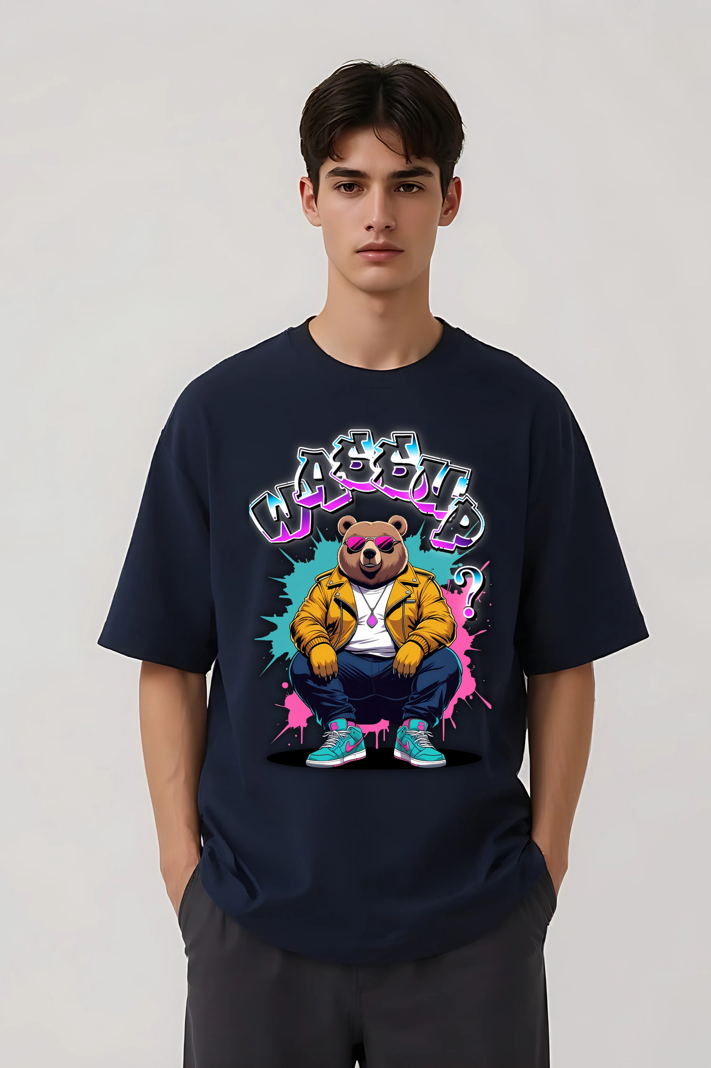 WASSUP OVERSIZED TEE NAVY-BLUE