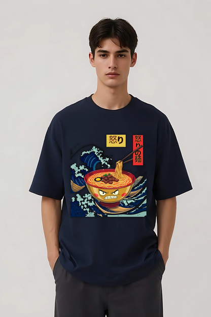 ANGRY NOODLES OVERSIZED TEE NAVY-BLUE