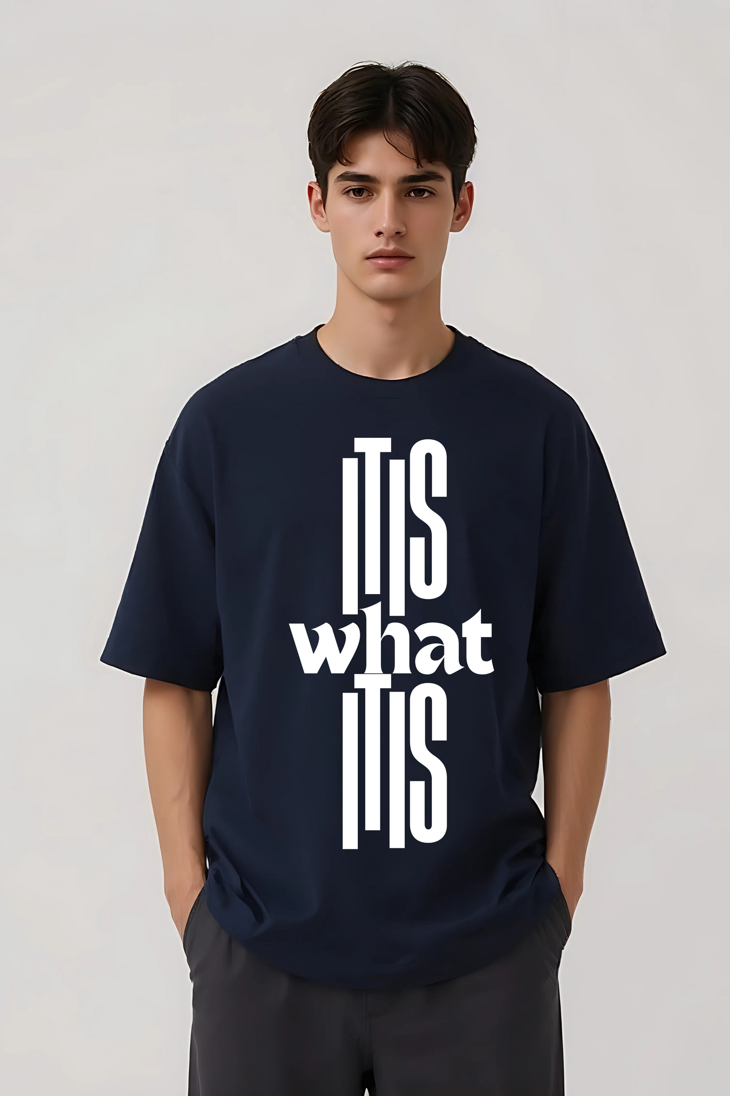 IT IS WHAT IT IS OVERSIZED TEE NAVY-BLUE
