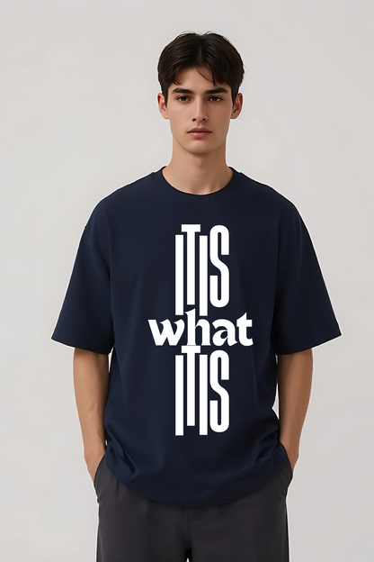 IT IS WHAT IT IS OVERSIZED TEE NAVY-BLUE