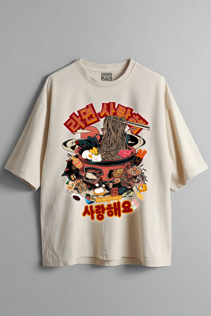 RAMEN HOTPOT OVERSIZED T-SHIRT BEIGE