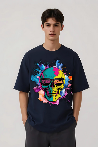 CHILL DUDE OVERSIZED TEE NAVY-BLUE