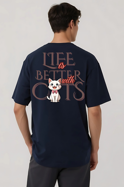 CATS OVERSIZED TEE NAVY-BLUE