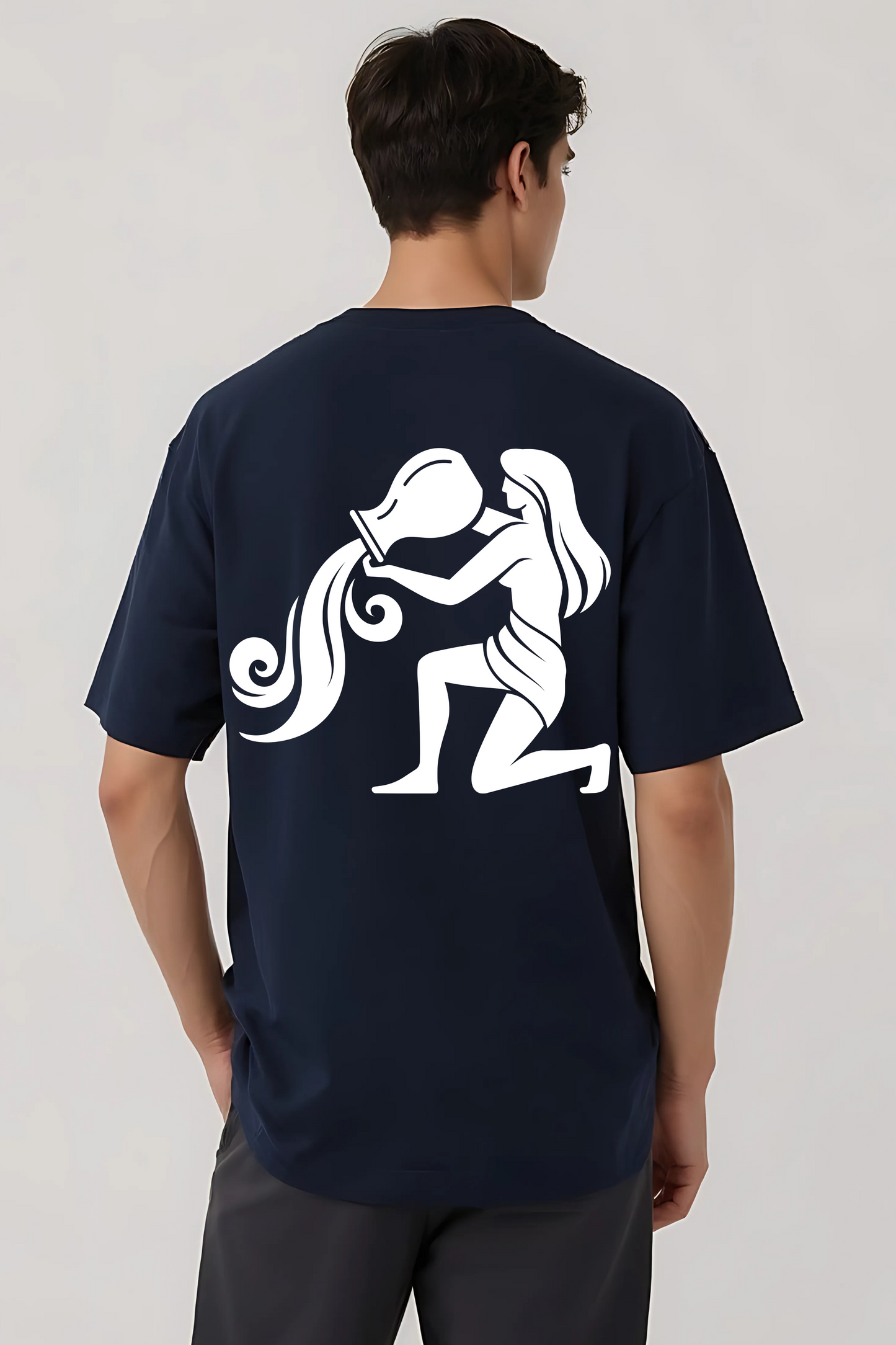 AQUARIUS OVERSIZED TEE NAVY-BLUE