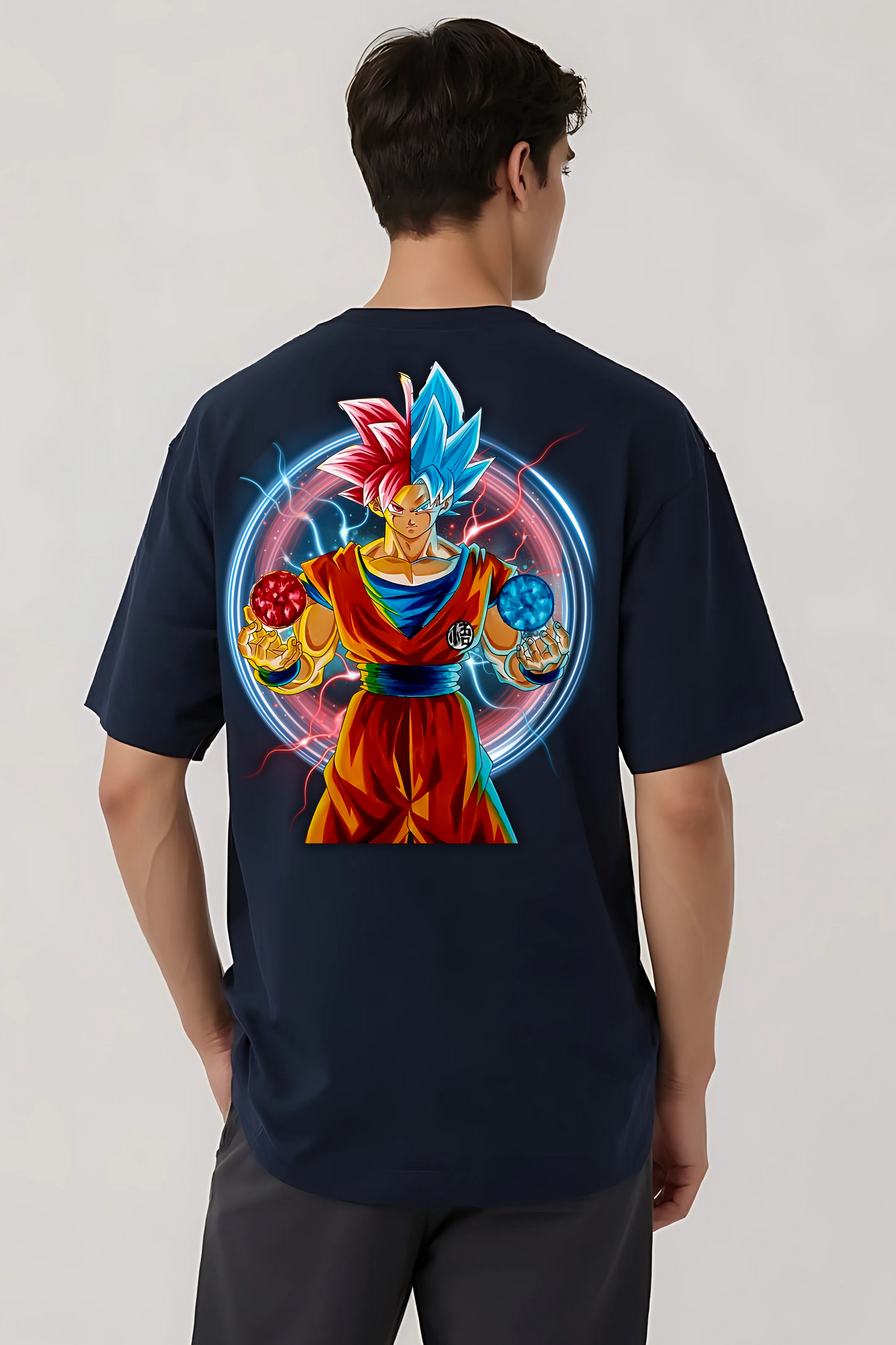 GOKU GRAPHIC OVERSIZED TEE-2 NAVY-BLUE
