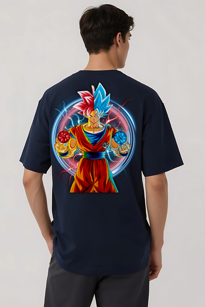 GOKU GRAPHIC OVERSIZED TEE-2 NAVY-BLUE