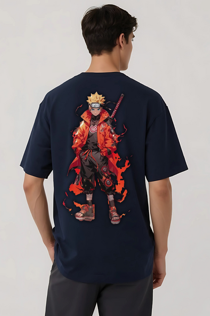 NARUTO FLAME OVERSIZED TEE NAVY-BLUE