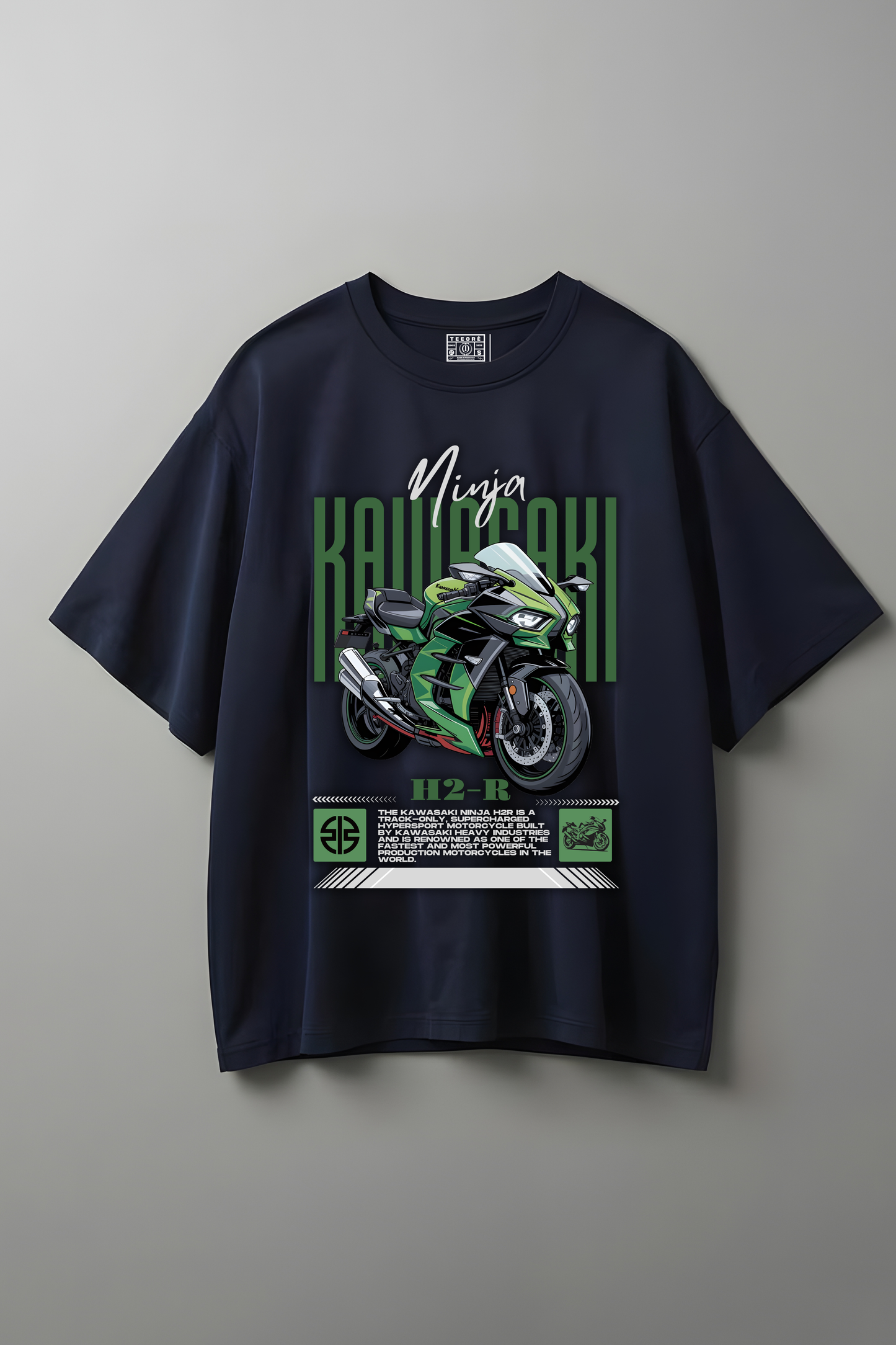 KAWASAKI NINJA OVERSIZED T-SHIRT NAVY-BLUE