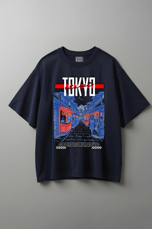 TOKYO STREET OVERSIZED T-SHIRT NAVY-BLUE