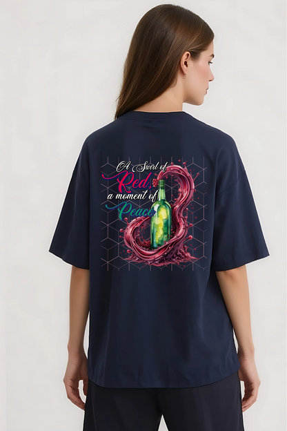 SWIRL & PEACE OVERSIZED TEE NAVY-BLUE