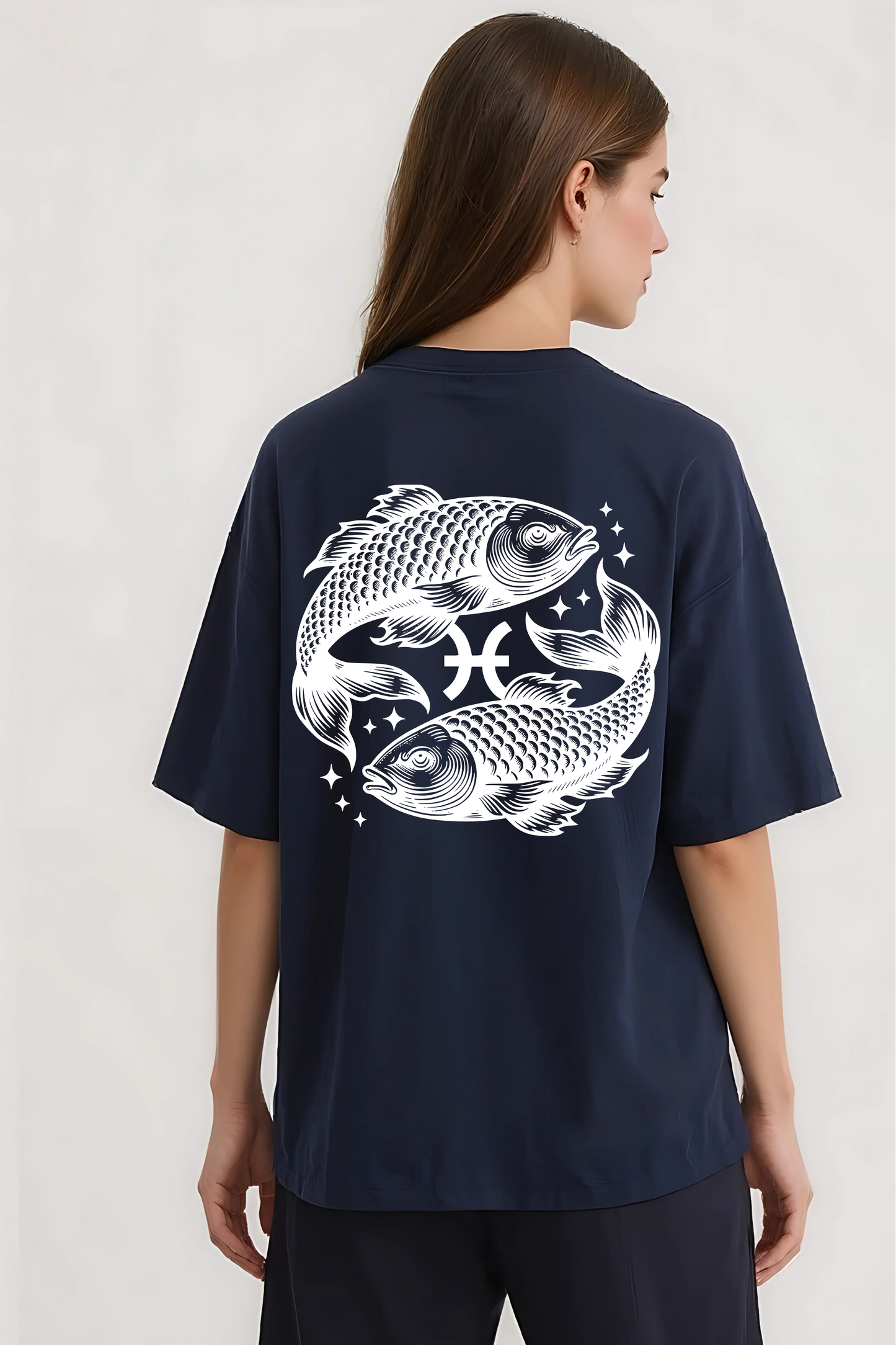 PISCES OVERSIZED TEE NAVY-BLUE