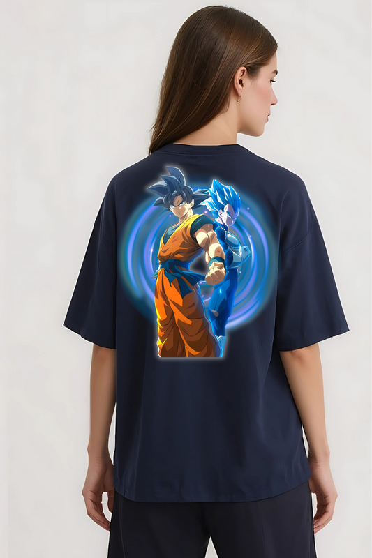 GOKU & VEGETA OVERSIZED TEE NAVY-BLUE
