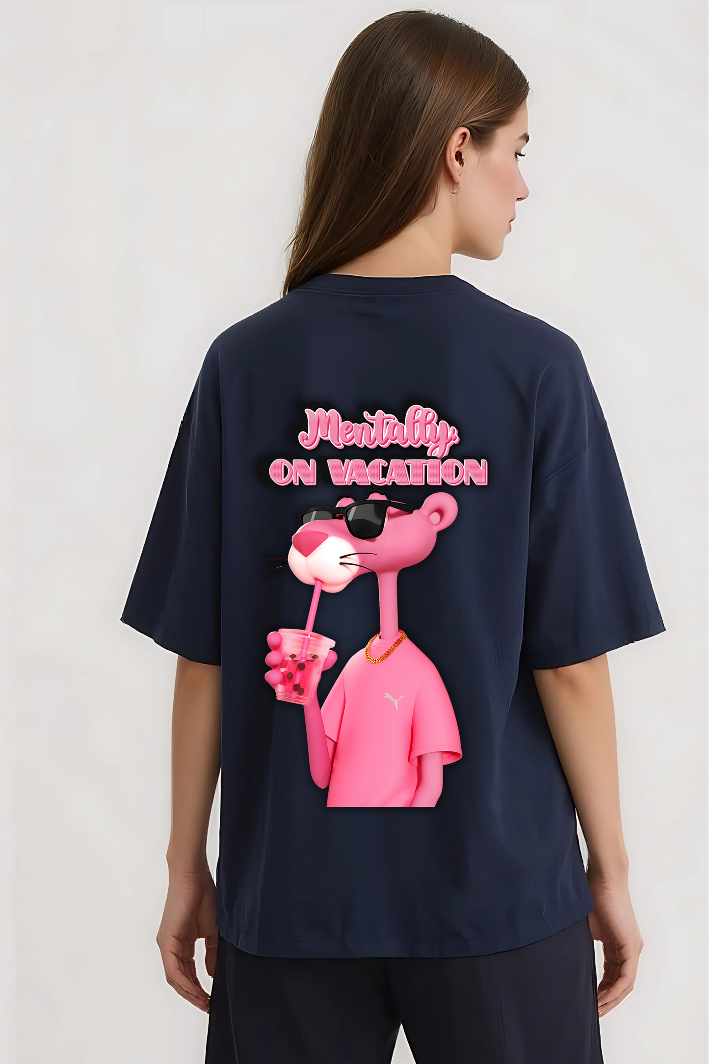 VACATION OVERSIZED TEE NAVY-BLUE