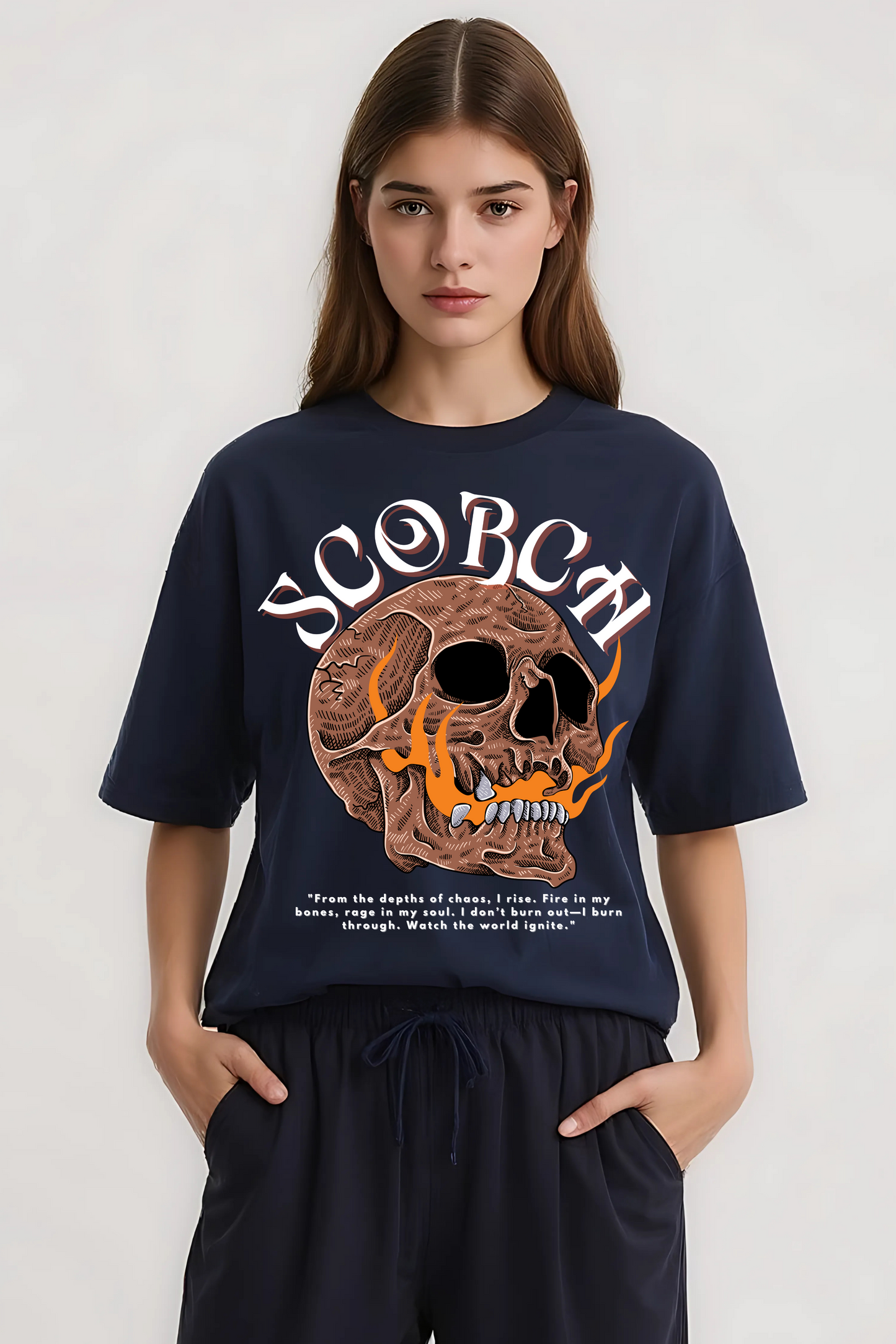 SCORCH OVERSIZED TEE NAVY-BLUE