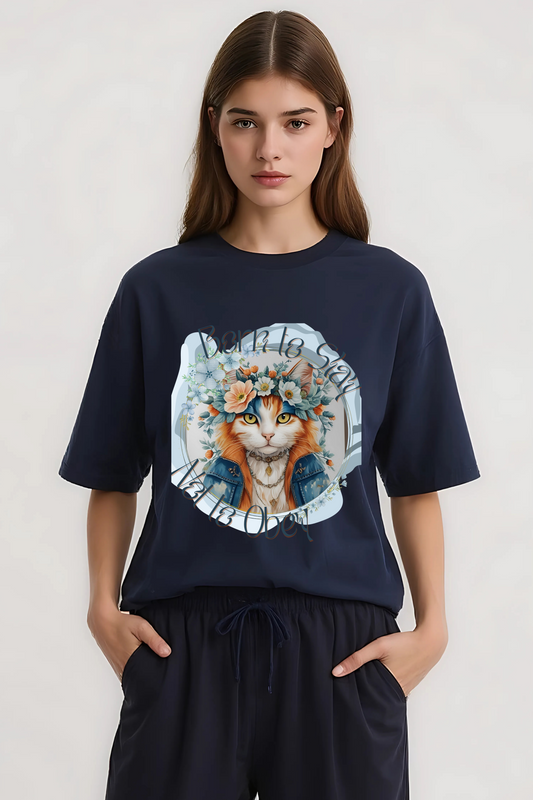 BORN TO SLAY OVERSIZED TEE NAVY-BLUE