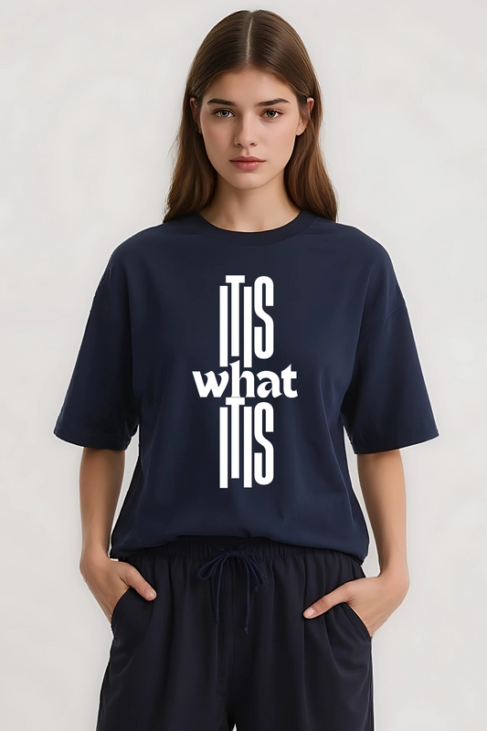 IT IS WHAT IT IS OVERSIZED TEE NAVY-BLUE