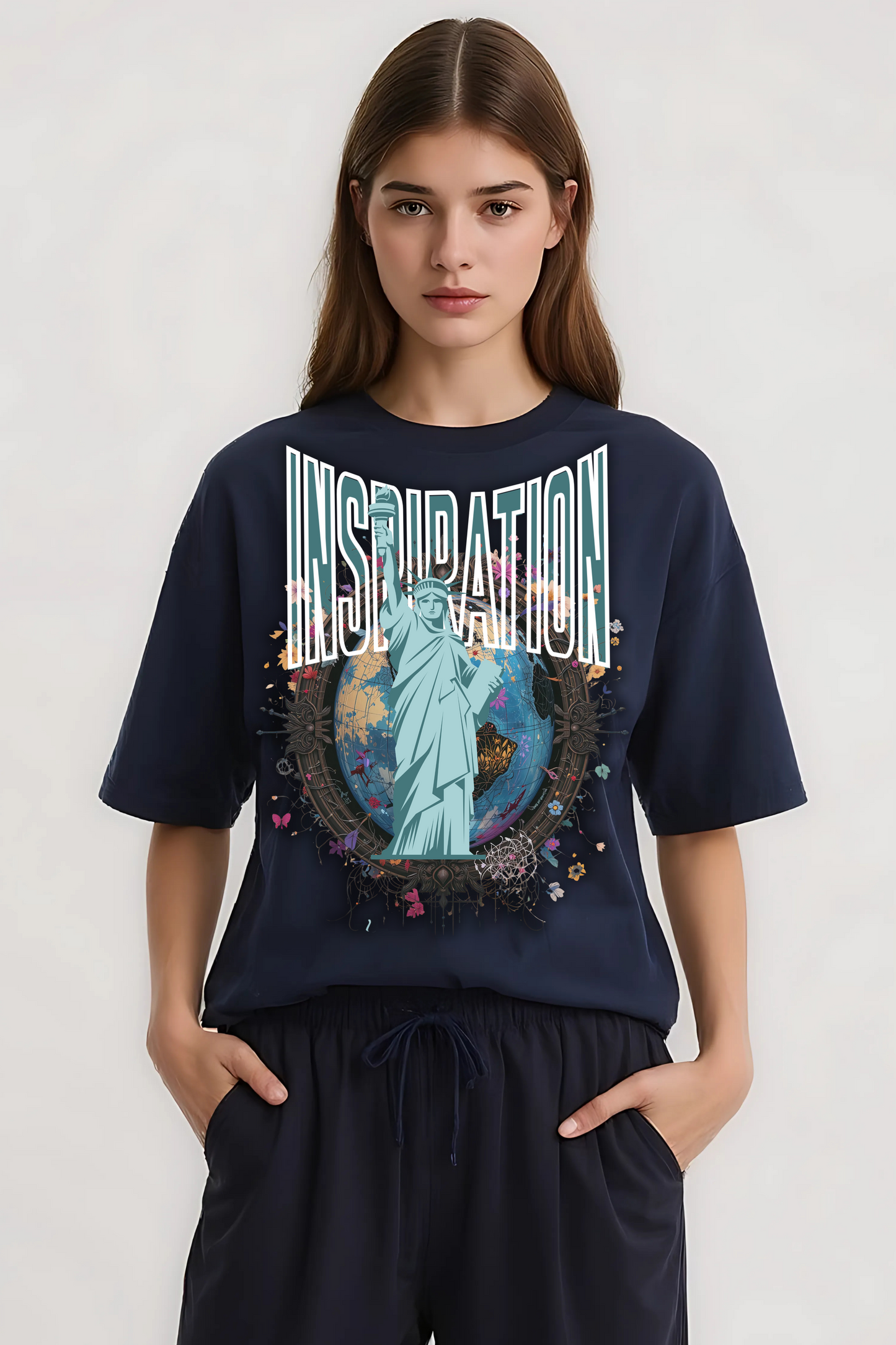 INSPIRATION OVERSIZED TEE NAVY-BLUE