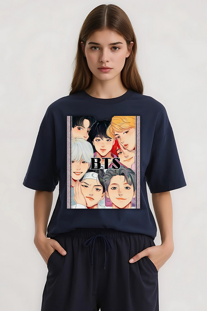 BTS BOYS OVERSIZED TEE NAVY-BLUE