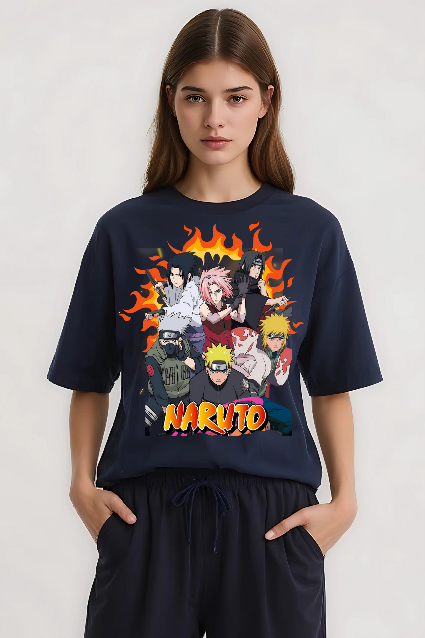 NARUTO SHIPPUDEN OVERSIZED TEE NAVY-BLUE