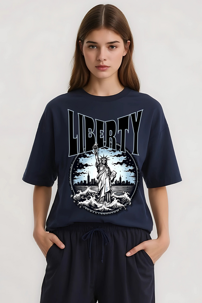 LIBERTY OVERSIZED TEE NAVY-BLUE