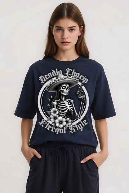 DEADLY CHARM OVERSIZED TEE NAVY-BLUE