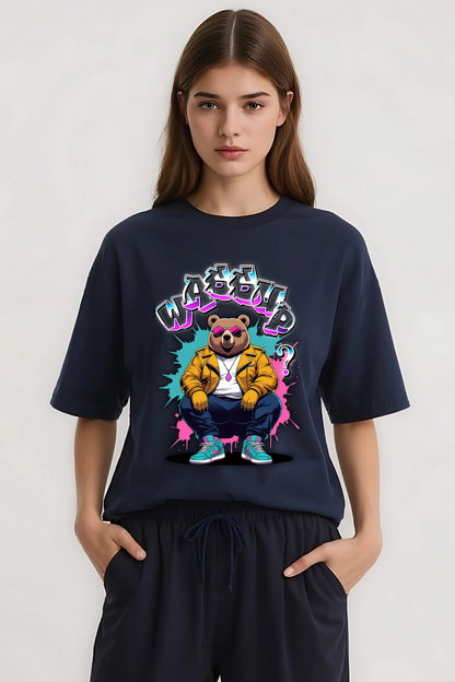 WASSUP OVERSIZED TEE NAVY-BLUE