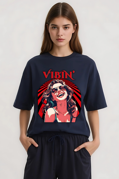 VIBING OVERSIZED TEE NAVY-BLUE