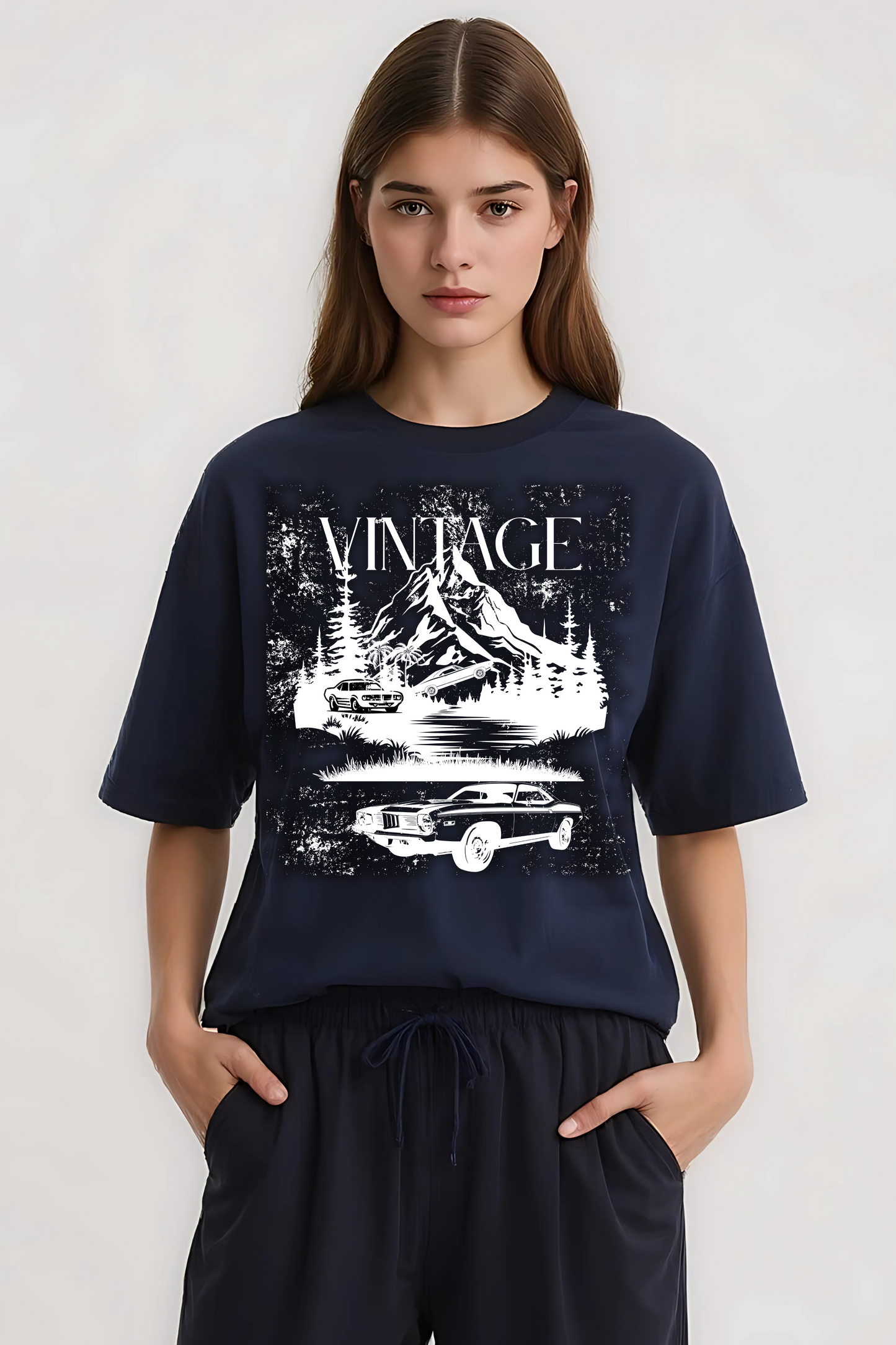 VINTAGE OVERSIZED TEE NAVY-BLUE