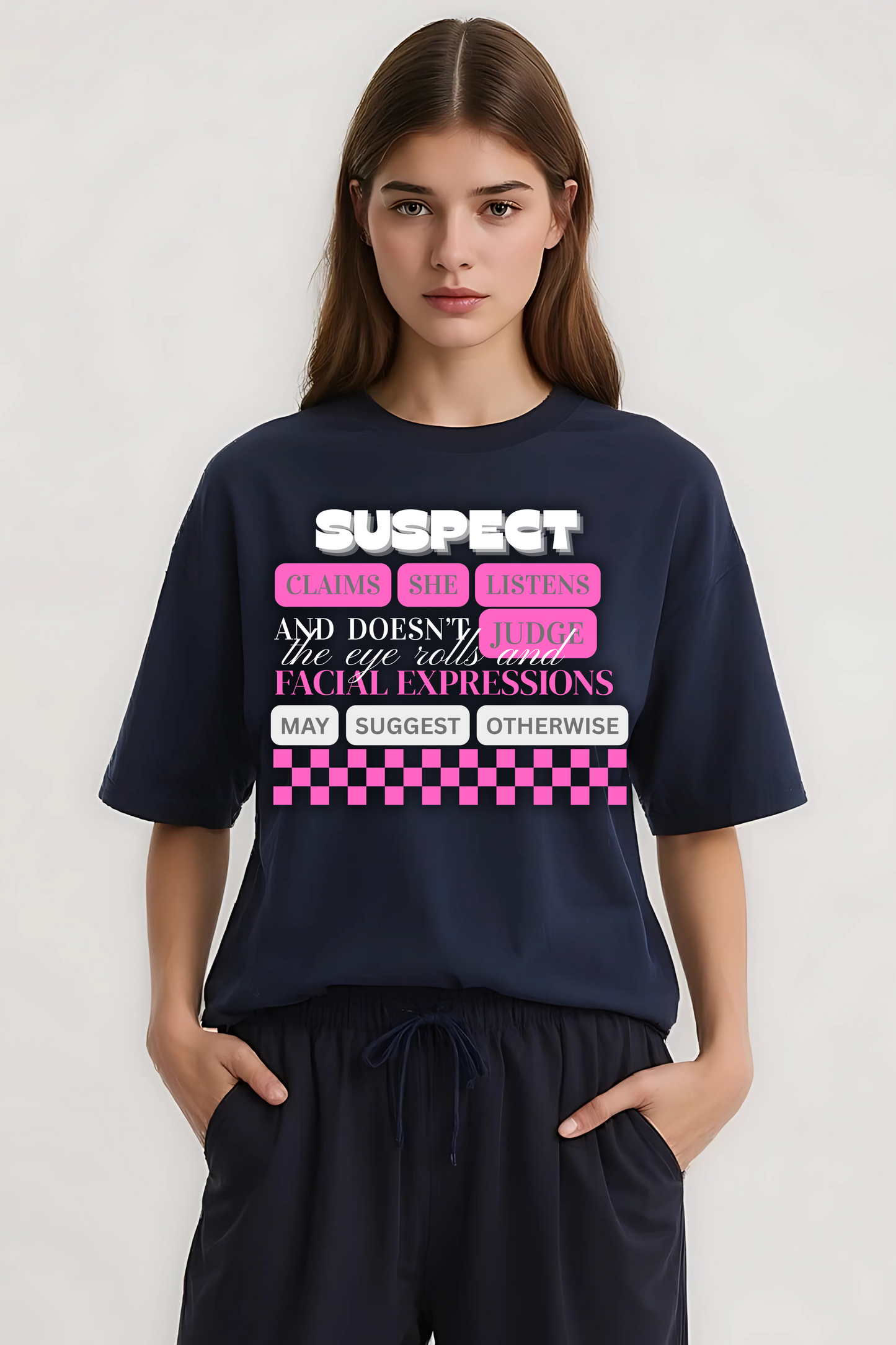 SUSPECT OVERSIZED TEE NAVY-BLUE