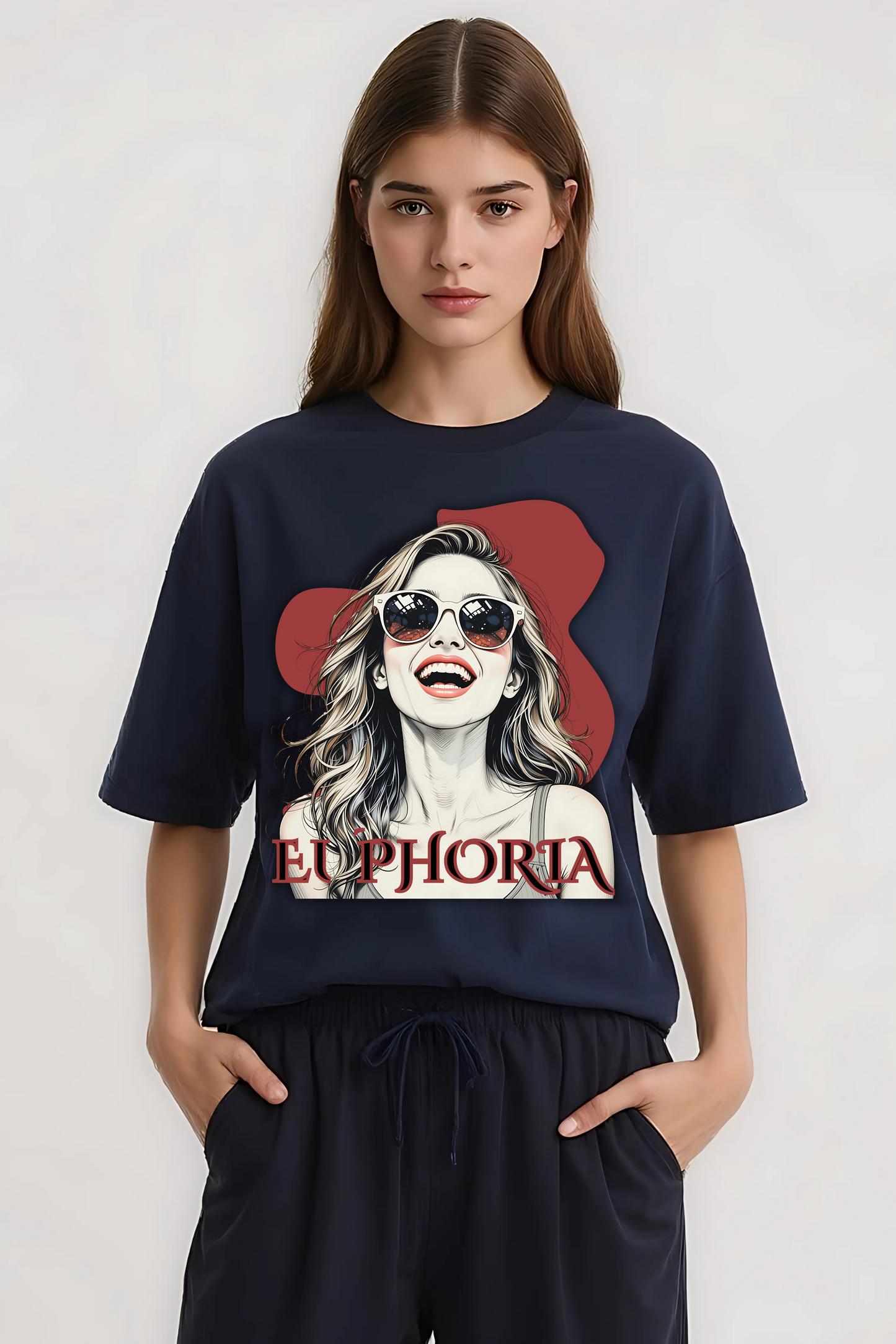 EUPHORIA OVERSIZED TEE NAVY-BLUE