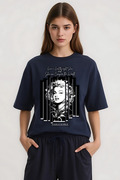 MARILYN MONROE OVERSIZED TEE NAVY-BLUE