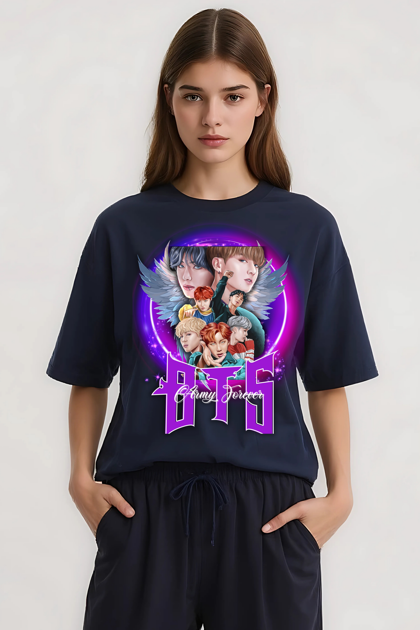 BTS ARMY FOREVER OVERSIZED TEE NAVY-BLUE
