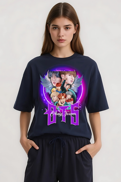 BTS ARMY FOREVER OVERSIZED TEE NAVY-BLUE