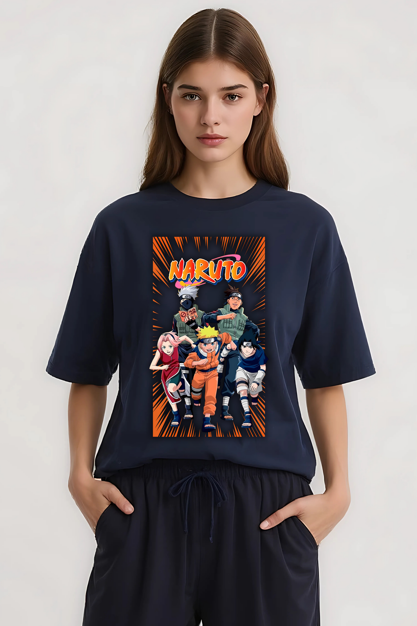 NARUTO GROUP OVERSIZED TEE NAVY-BLUE