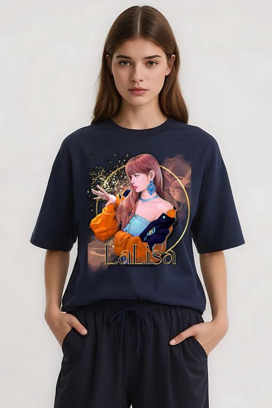 LALISA OVERSIZED TEE NAVY-BLUE