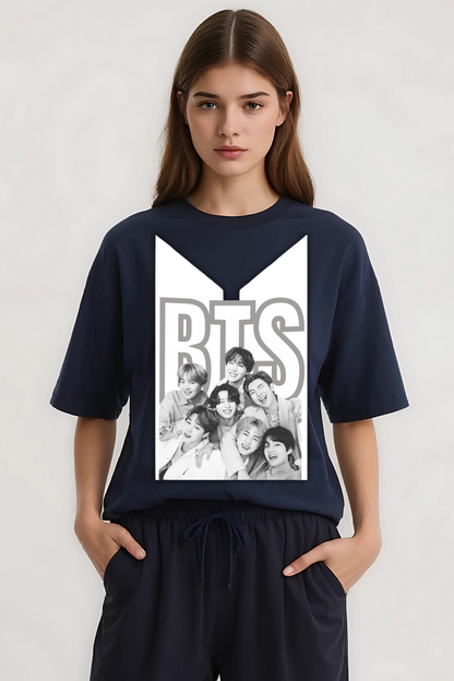 BTS GROUP OVERSIZED TEE-2 NAVY-BLUE