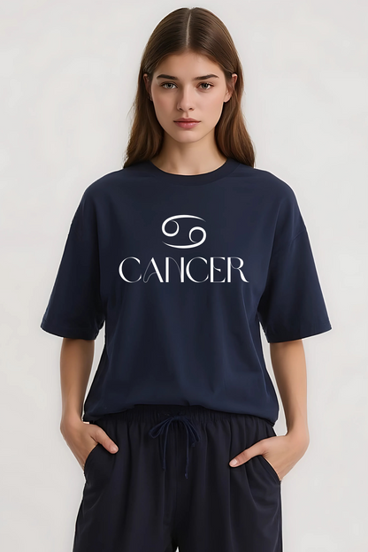 CANCER OVERSIZED TEE NAVY-BLUE