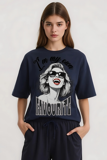 I AM MY OWN FAVOURITE OVERSIZED TEE NAVY-BLUE