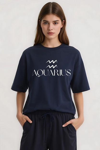 AQUARIUS OVERSIZED TEE NAVY-BLUE