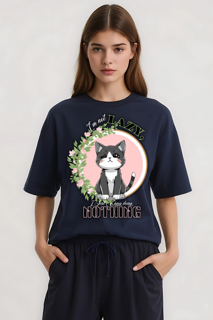I AM NOT LAZY OVERSIZED TEE NAVY-BLUE