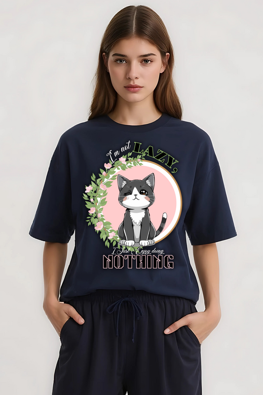 I AM NOT LAZY OVERSIZED TEE NAVY-BLUE