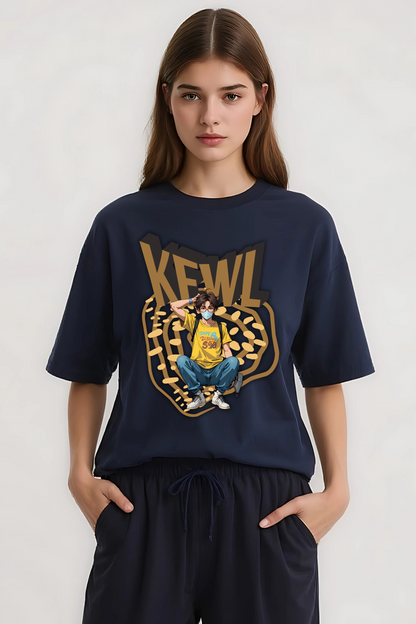 KEWL OVERSIZED TEE NAVY-BLUE