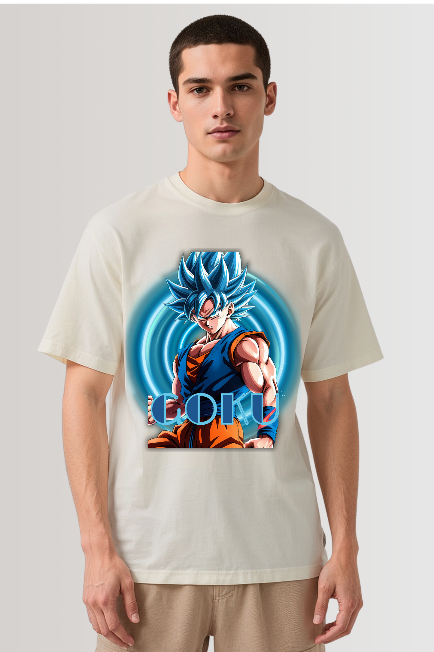 GOKU GRAPHIC OVERSIZED TEE BEIGE