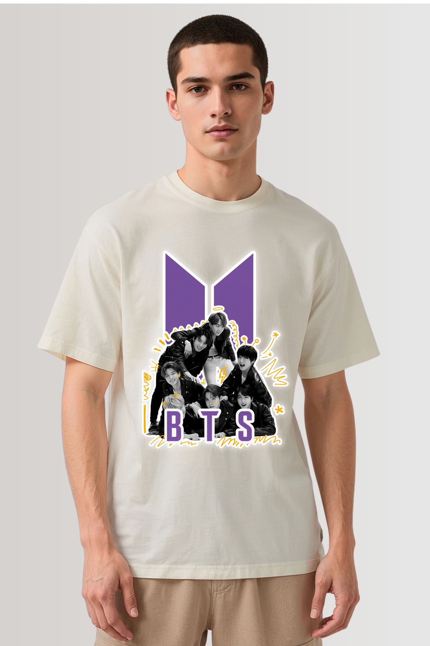 BTS ARMY OVERSIZED TEE BEIGE