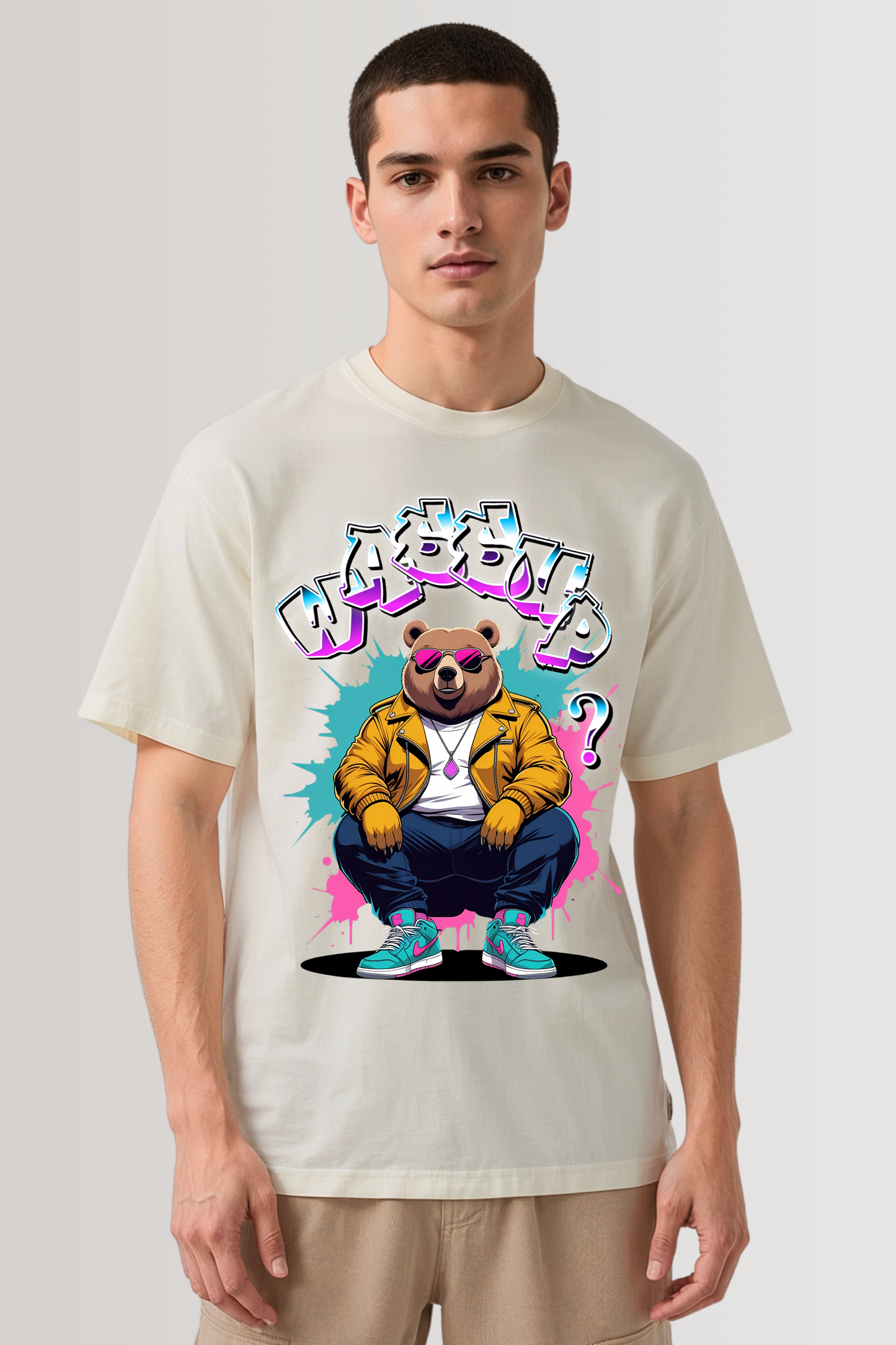 WASSUP OVERSIZED TEE BEIGE