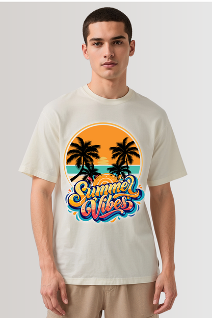 SUMMER VIBES OVERSIZED TEE BEIGE