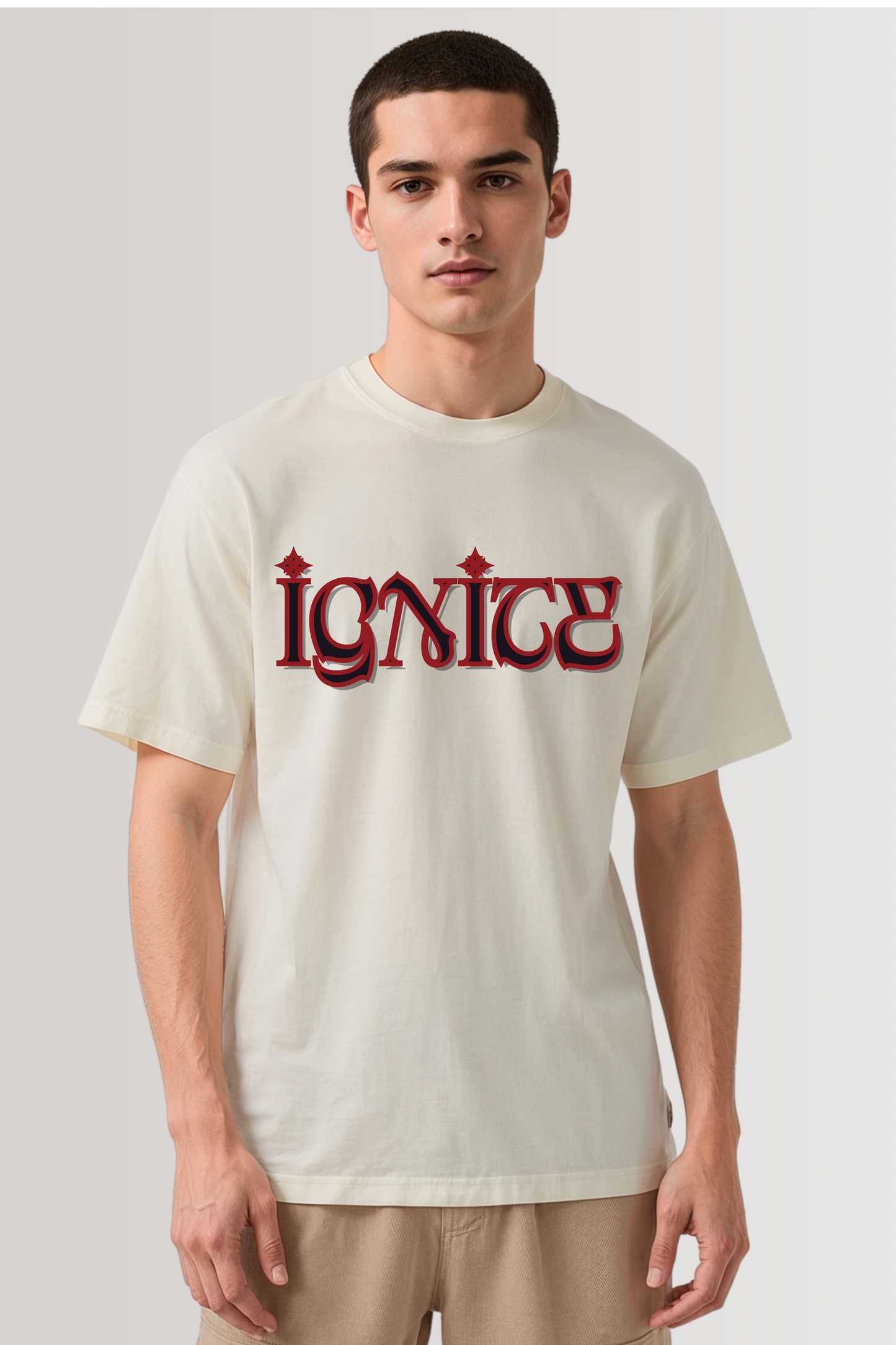 IGNITE GRAPHIC OVERSIZED TEE BEIGE