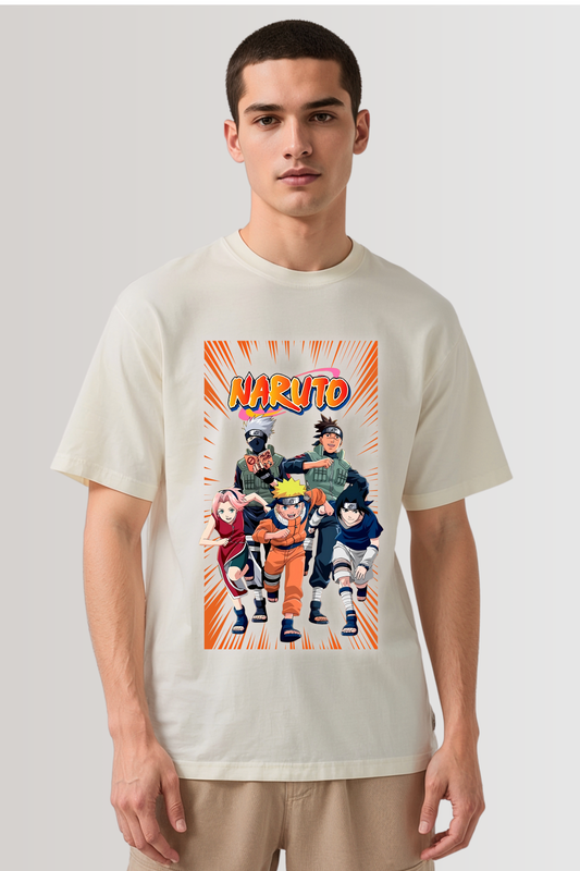 NARUTO GROUP OVERSIZED TEE BEIGE